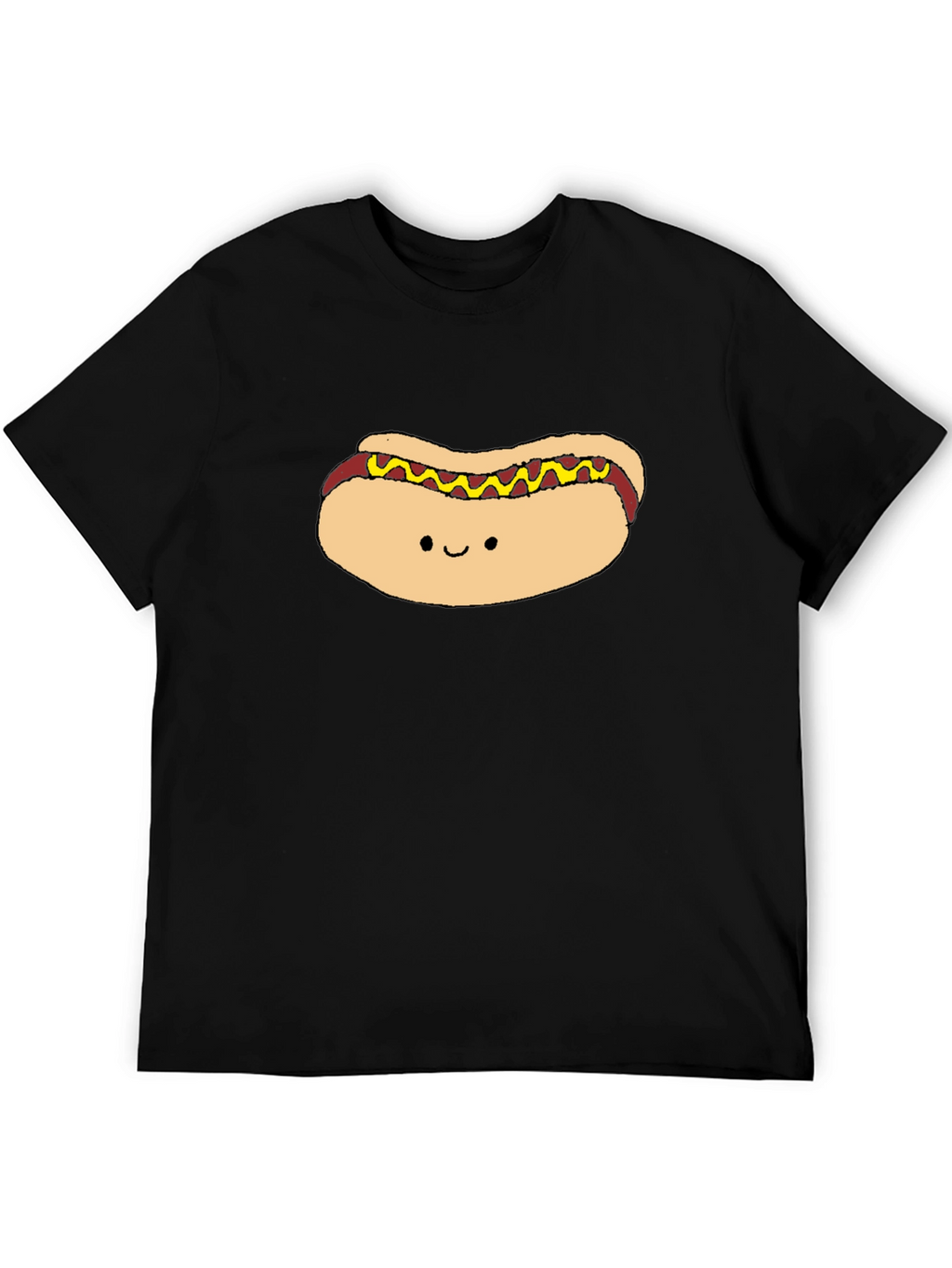 Cute Hotdog Graphic Black T-Shirt