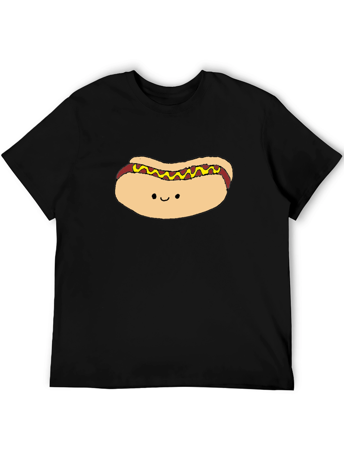 Cute Hotdog Graphic Black T-Shirt