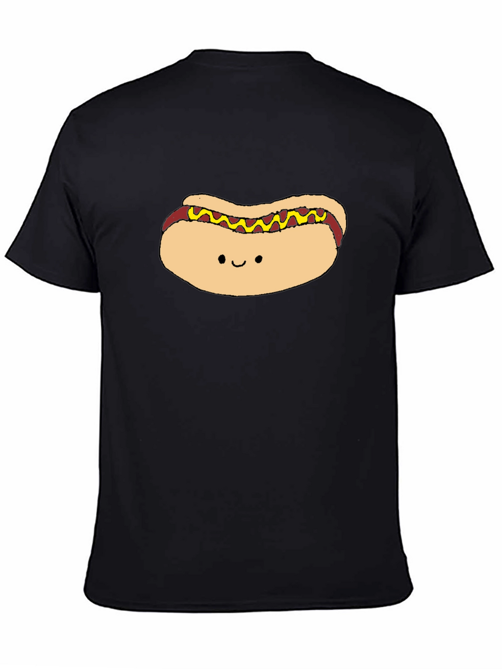 Cute Hotdog Graphic Black T-Shirt