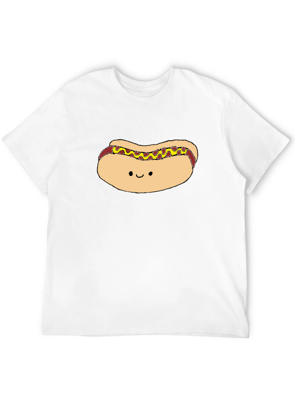Cute Hotdog Graphic Black T-Shirt
