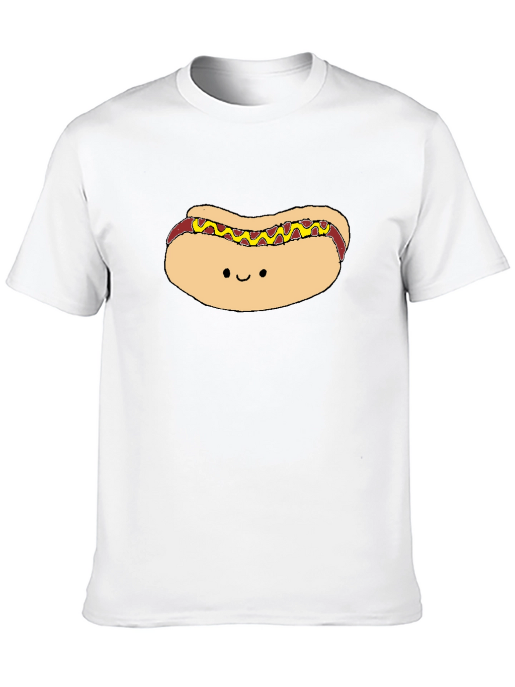 Cute Hotdog Graphic Black T-Shirt