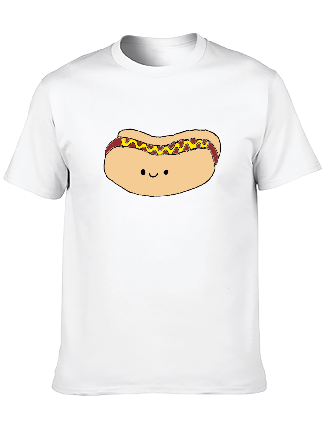 Cute Hotdog Graphic Black T-Shirt