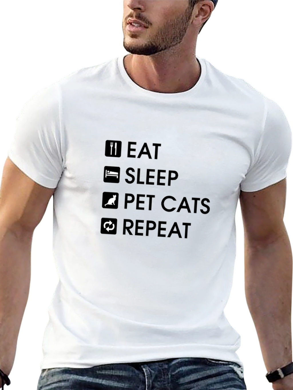 Eat Sleep Pet Cats Repeat T-Shirt