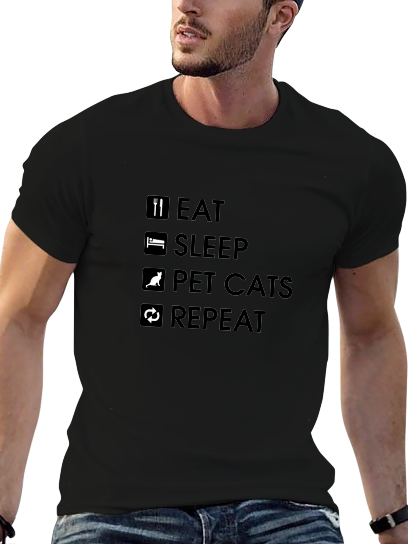 Eat Sleep Pet Cats Repeat T-Shirt