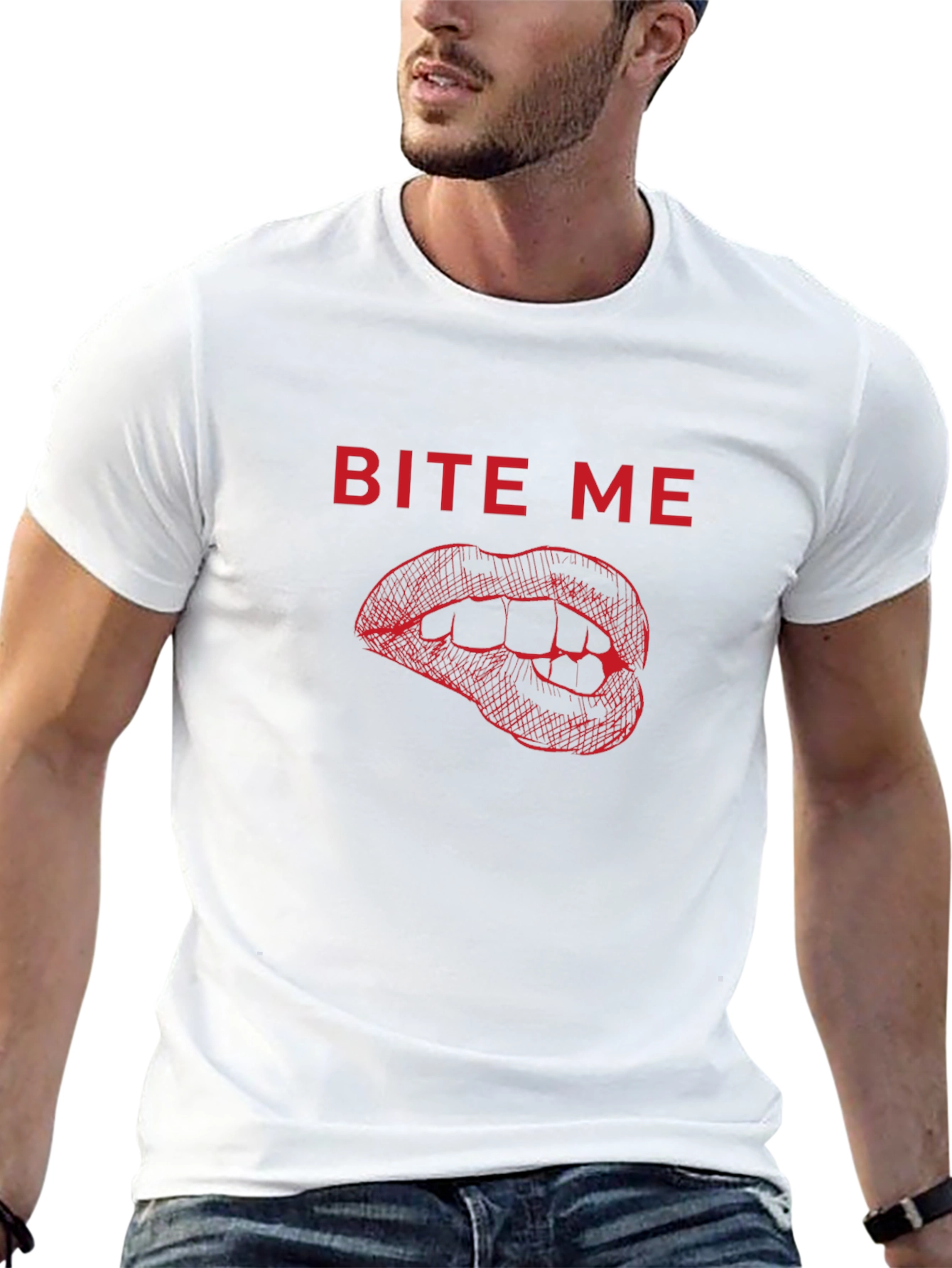 Bite Me Graphic Tee - Black Cotton T-Shirt