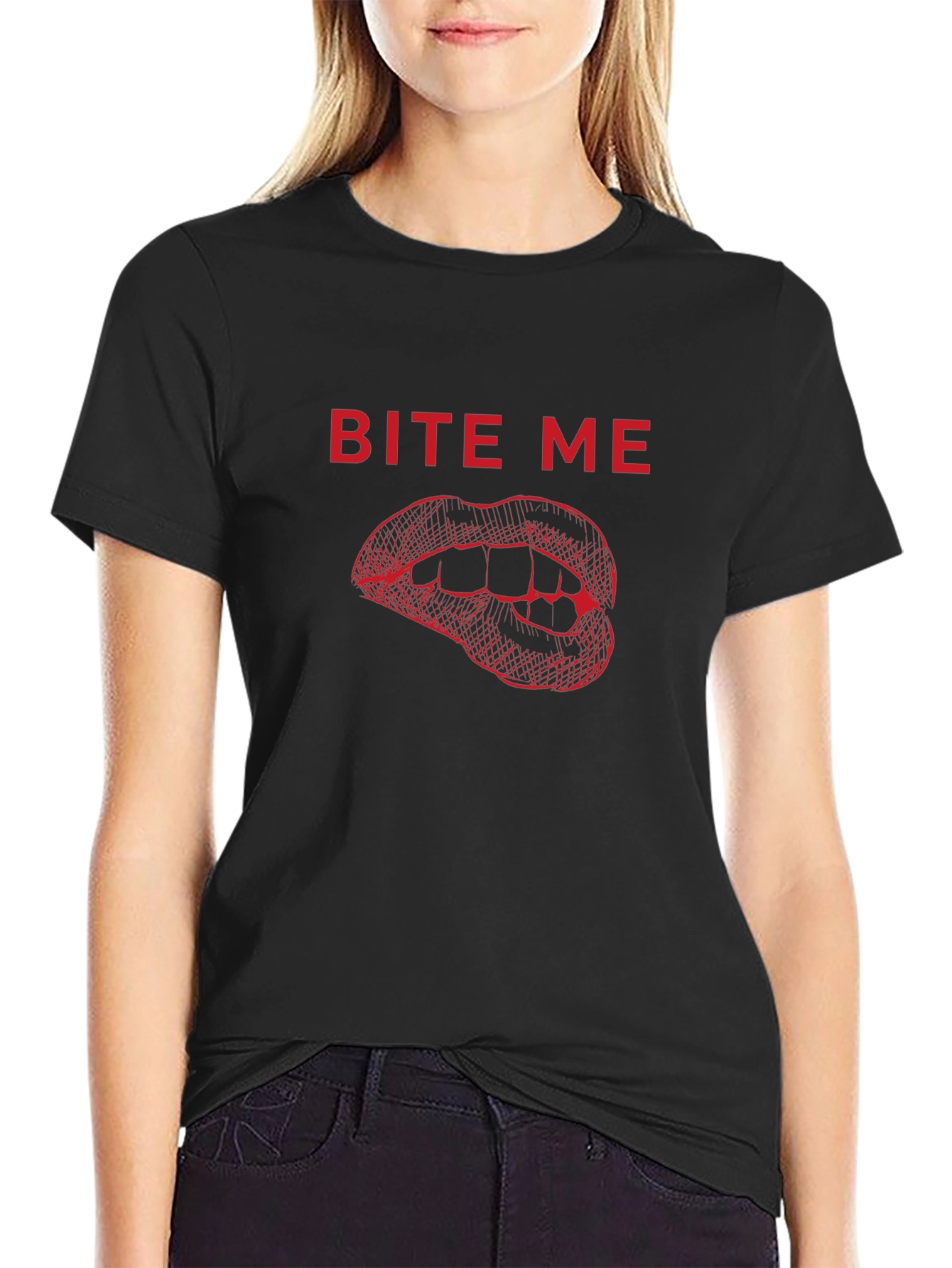 Bite Me Graphic Tee - Black Cotton T-Shirt