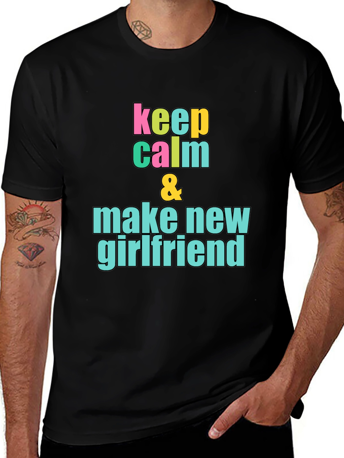 Keep Calm New Girlfriend Black Graphic Tee