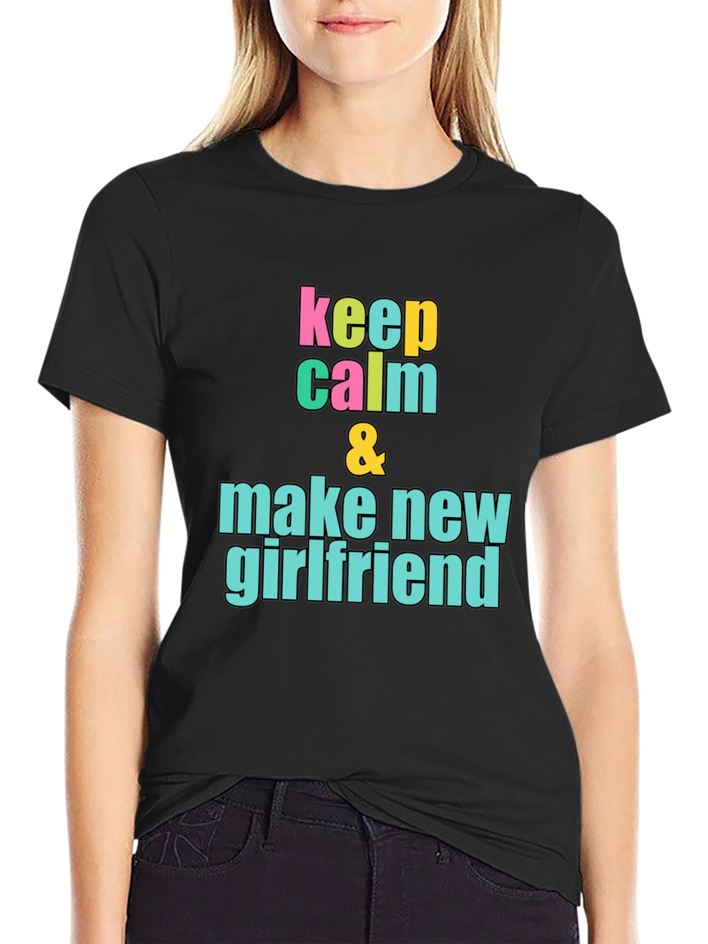 Keep Calm New Girlfriend Black Graphic Tee