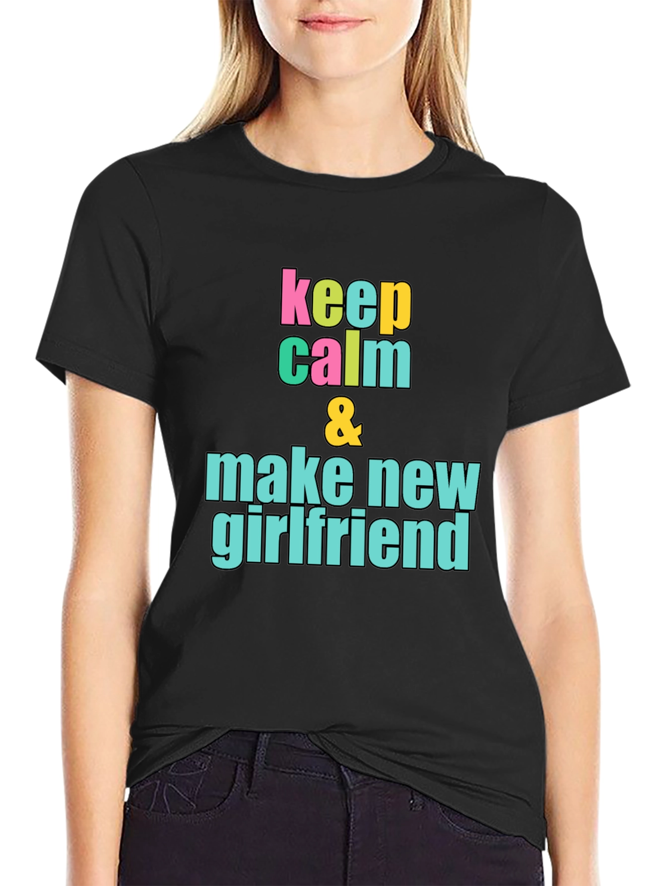 Keep Calm New Girlfriend Black Graphic Tee