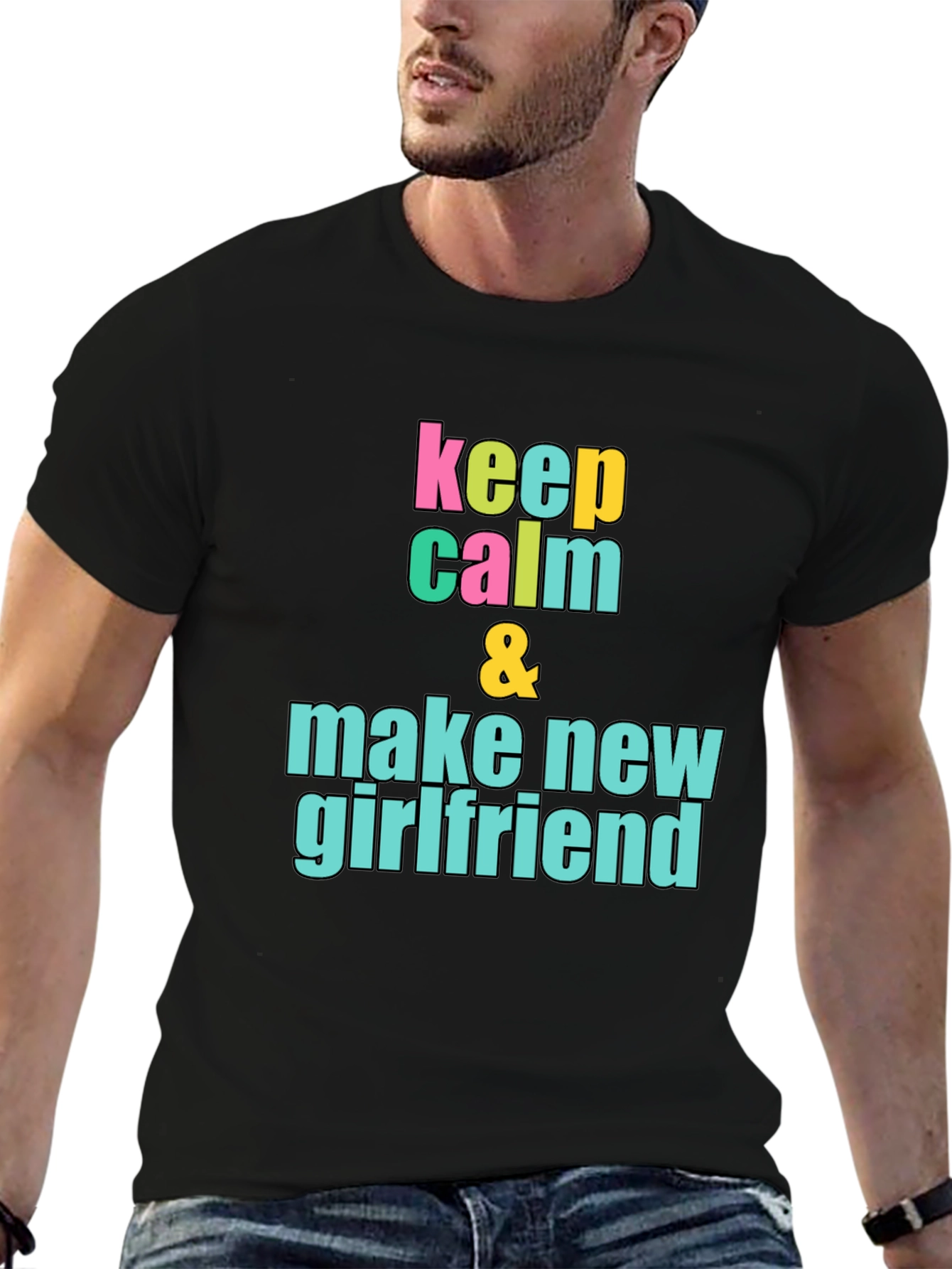 Keep Calm New Girlfriend Black Graphic Tee