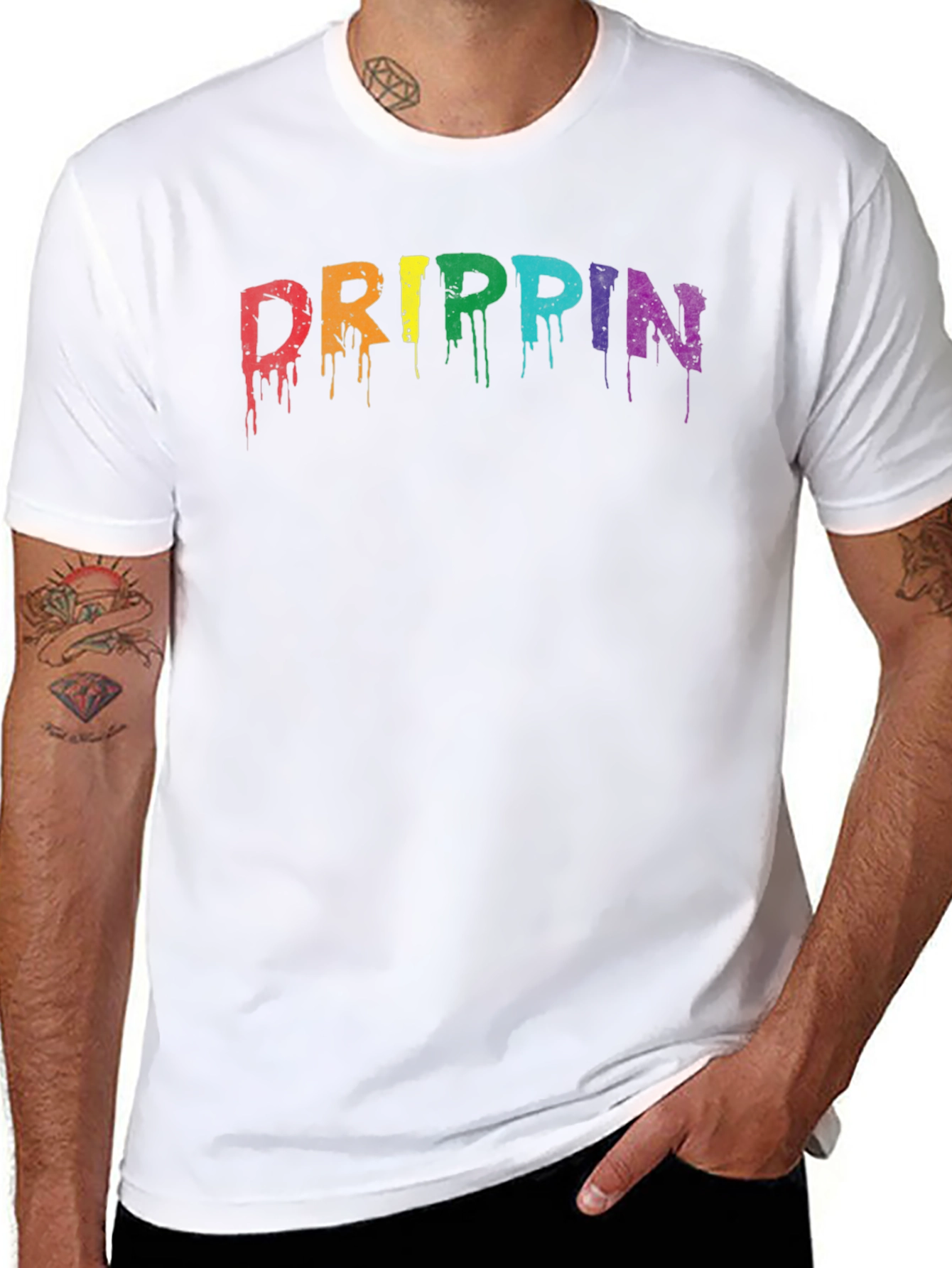 Drippin Rainbow Graphic Tee - Mens Black T-Shirt