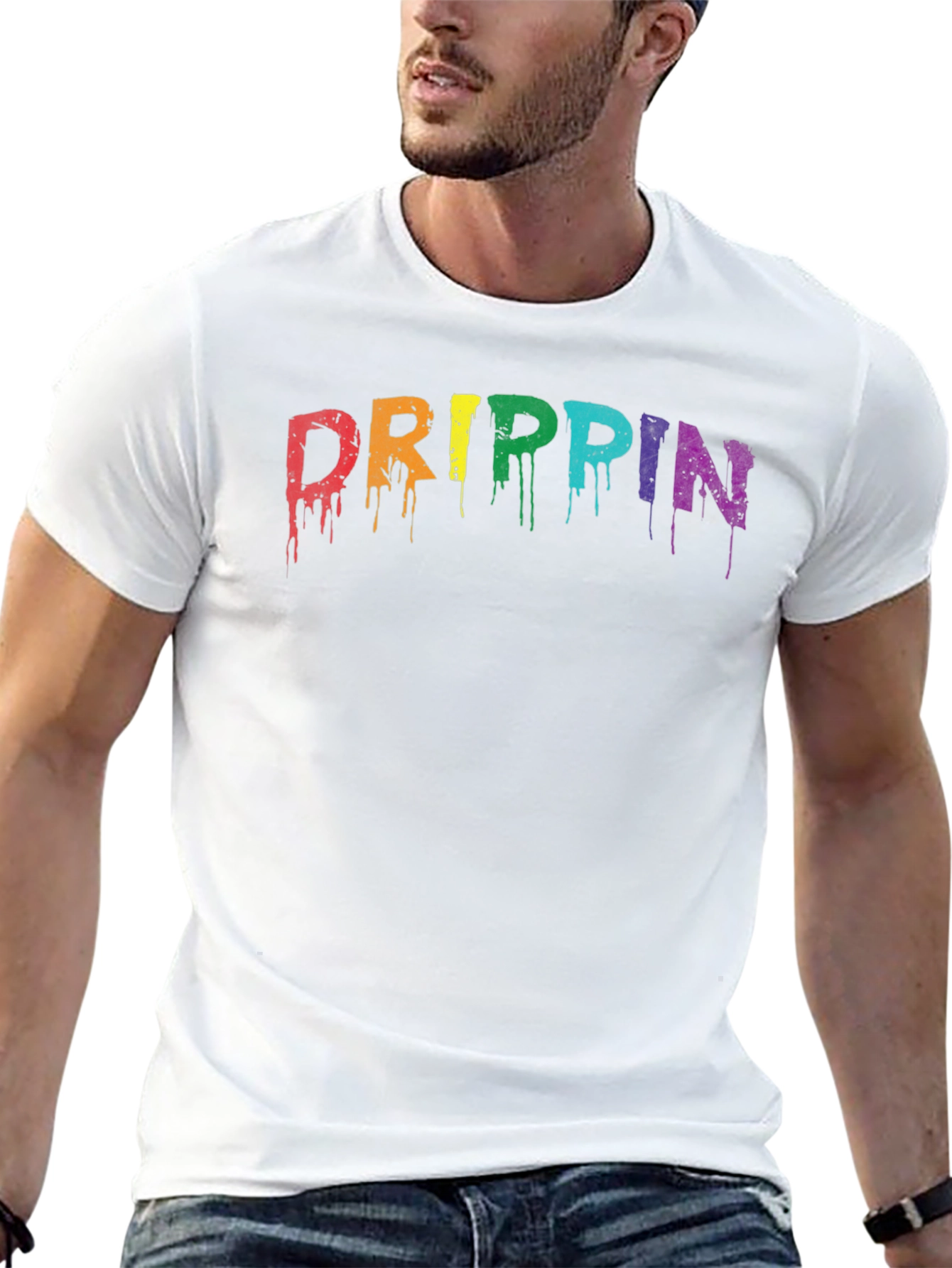 Drippin Rainbow Graphic Tee - Mens Black T-Shirt