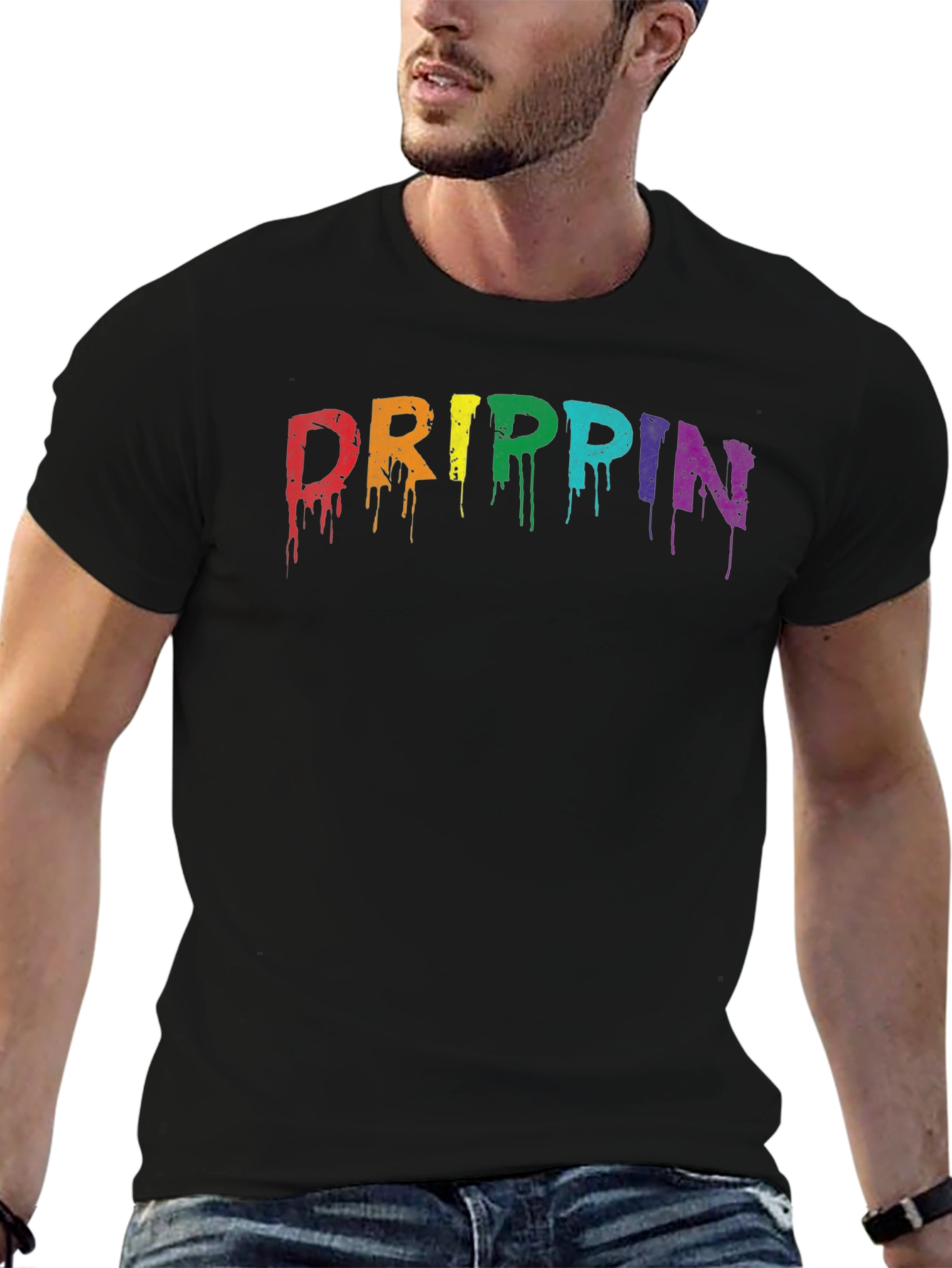 Drippin Rainbow Graphic Tee - Mens Black T-Shirt
