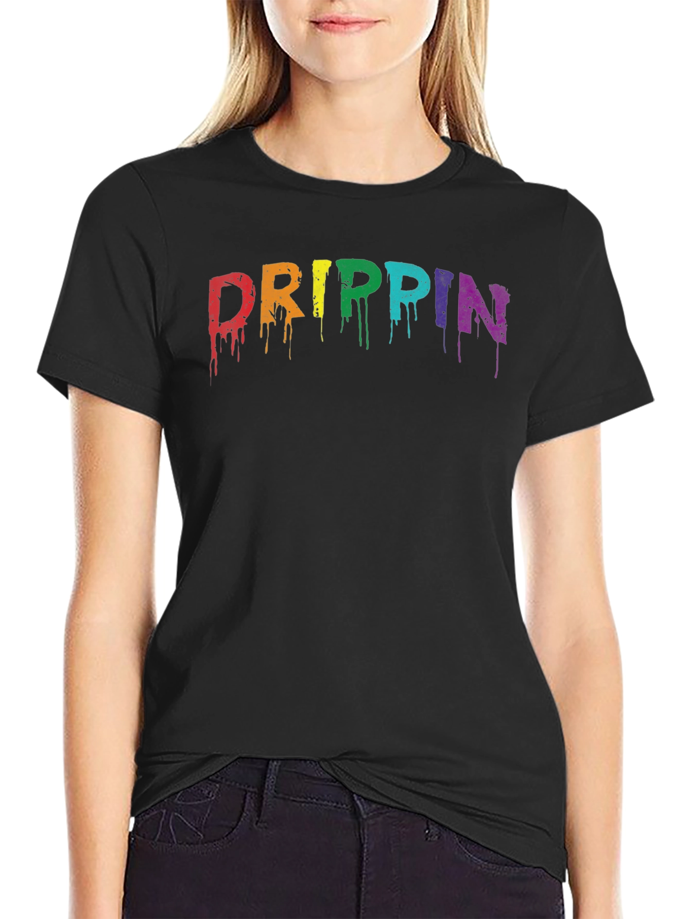 Drippin Rainbow Graphic Tee - Mens Black T-Shirt
