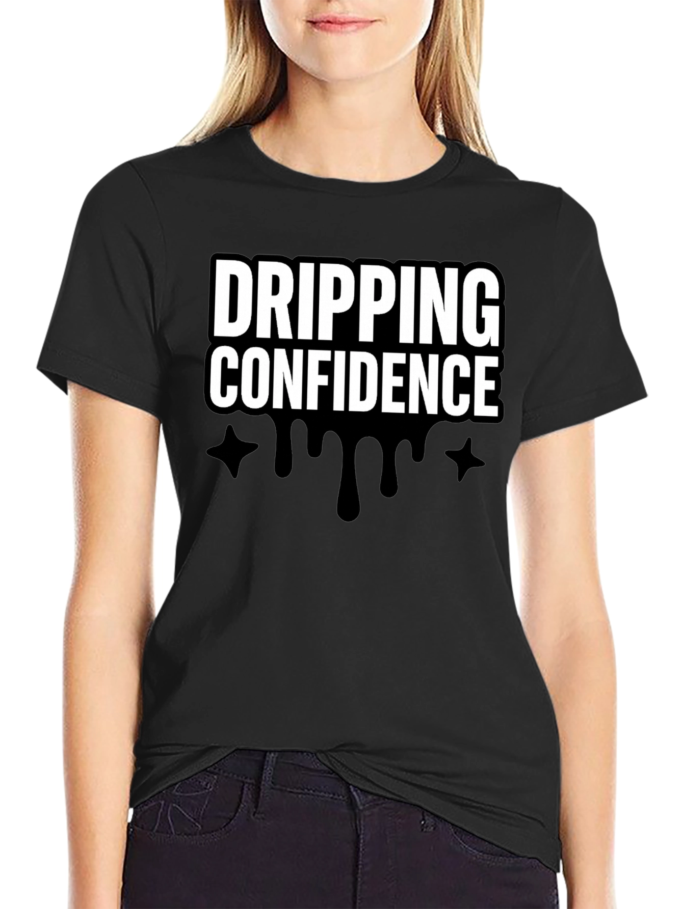 Dripping Confidence Black Graphic Tee