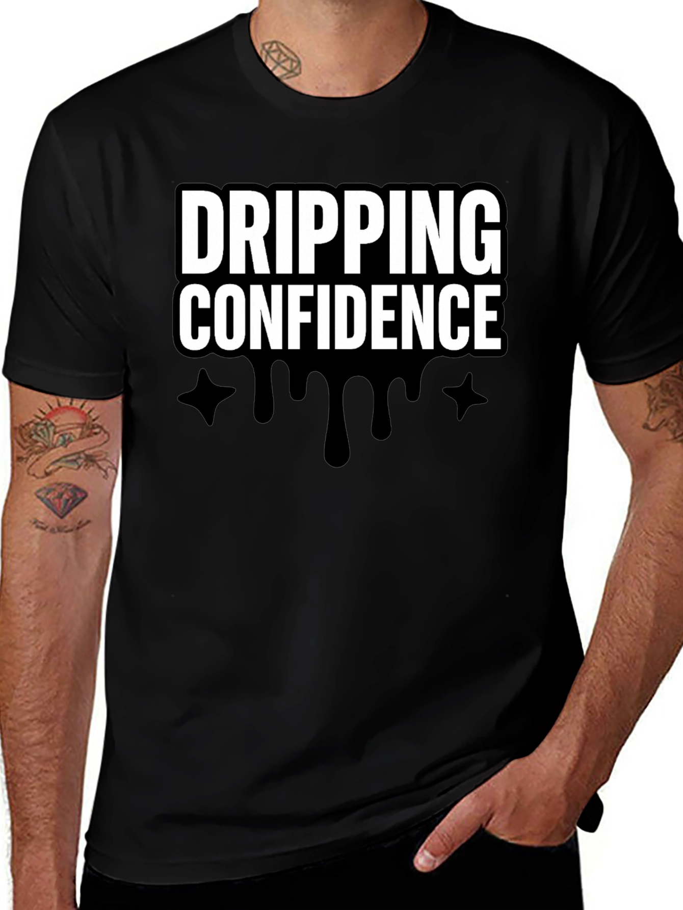 Dripping Confidence Black Graphic Tee