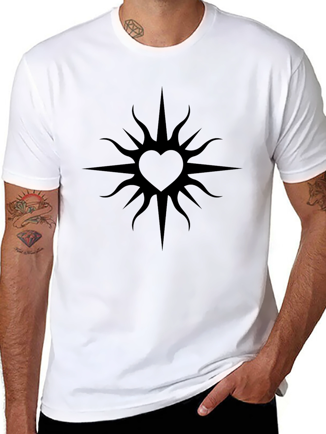 Heart Sunburst Graphic Tee - Soft Cotton Blend