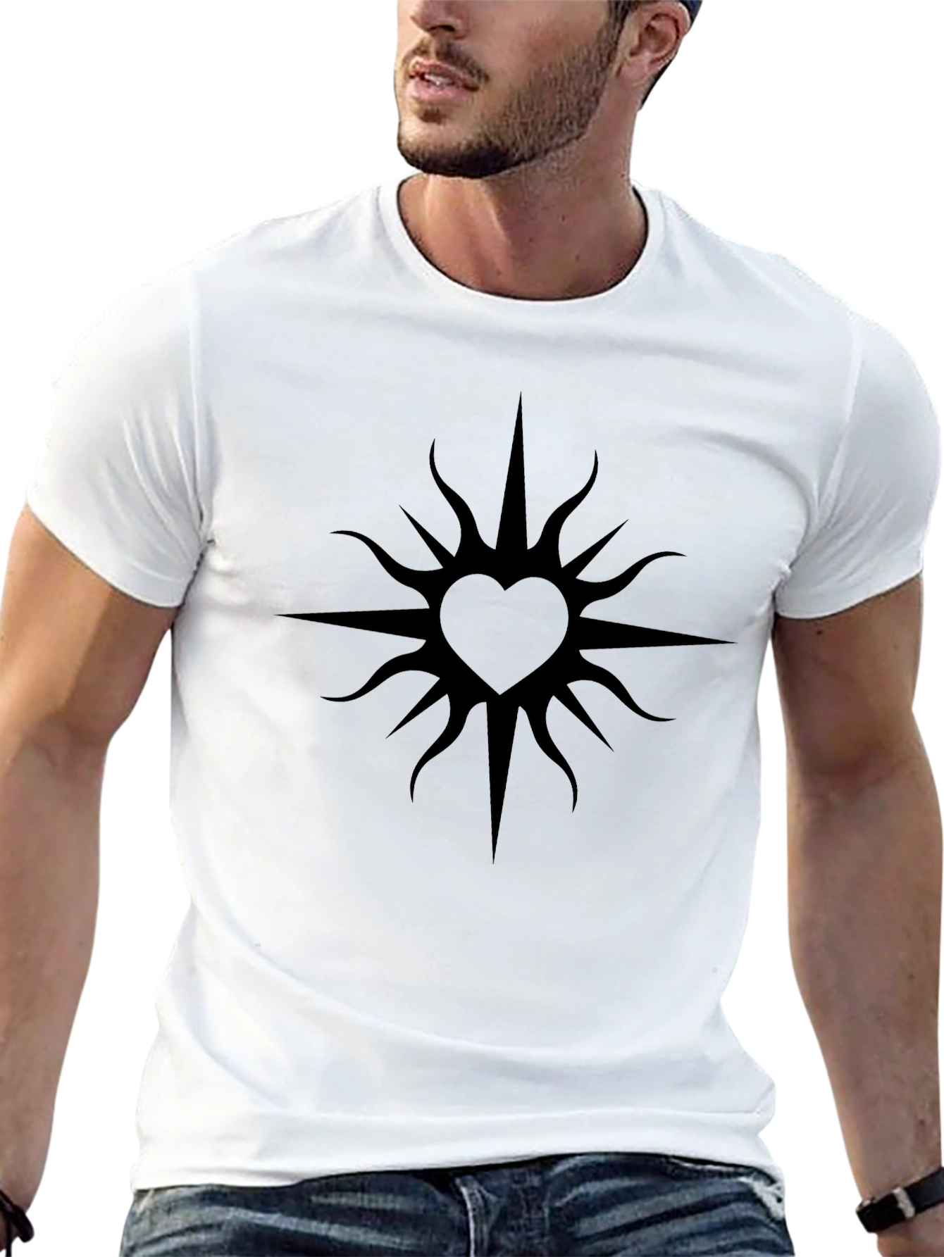 Heart Sunburst Graphic Tee - Soft Cotton Blend