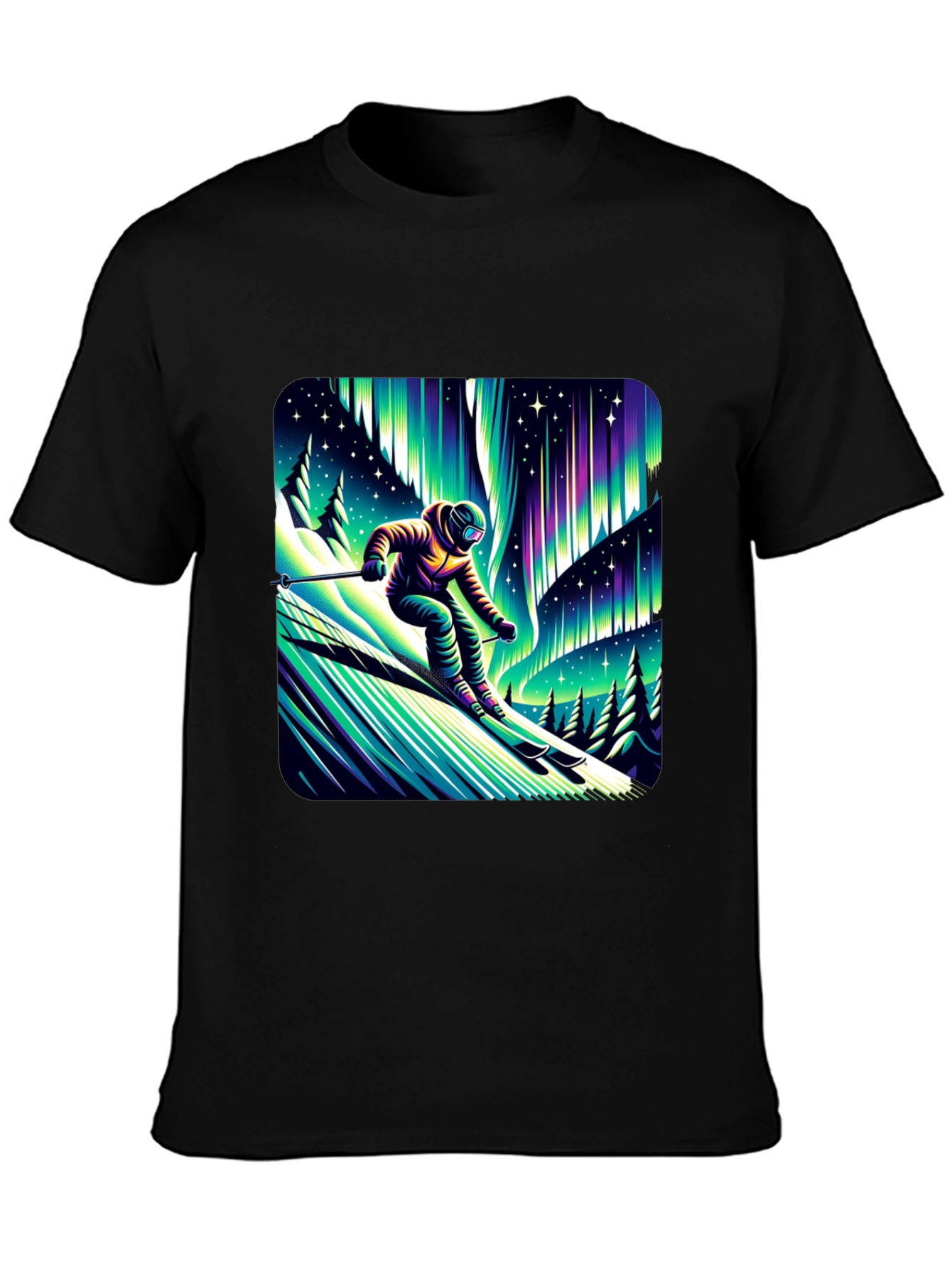Aurora Skier Graphic Tee - Black