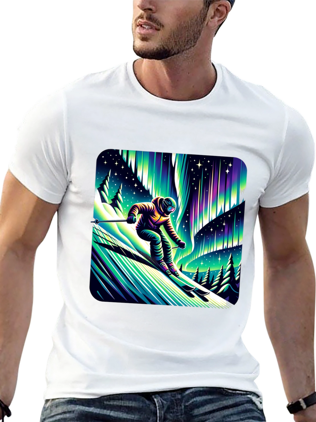 Aurora Skier Graphic Tee - Black