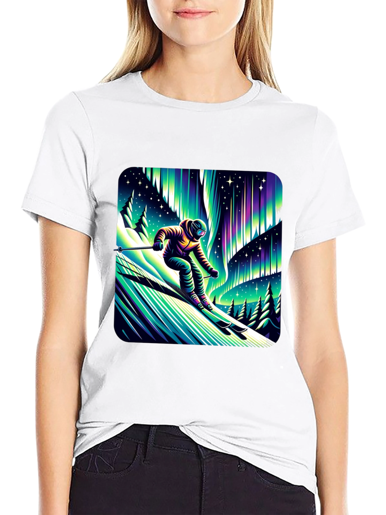 Aurora Skier Graphic Tee - Black