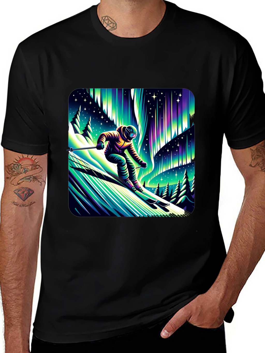 Aurora Skier Graphic Tee - Black