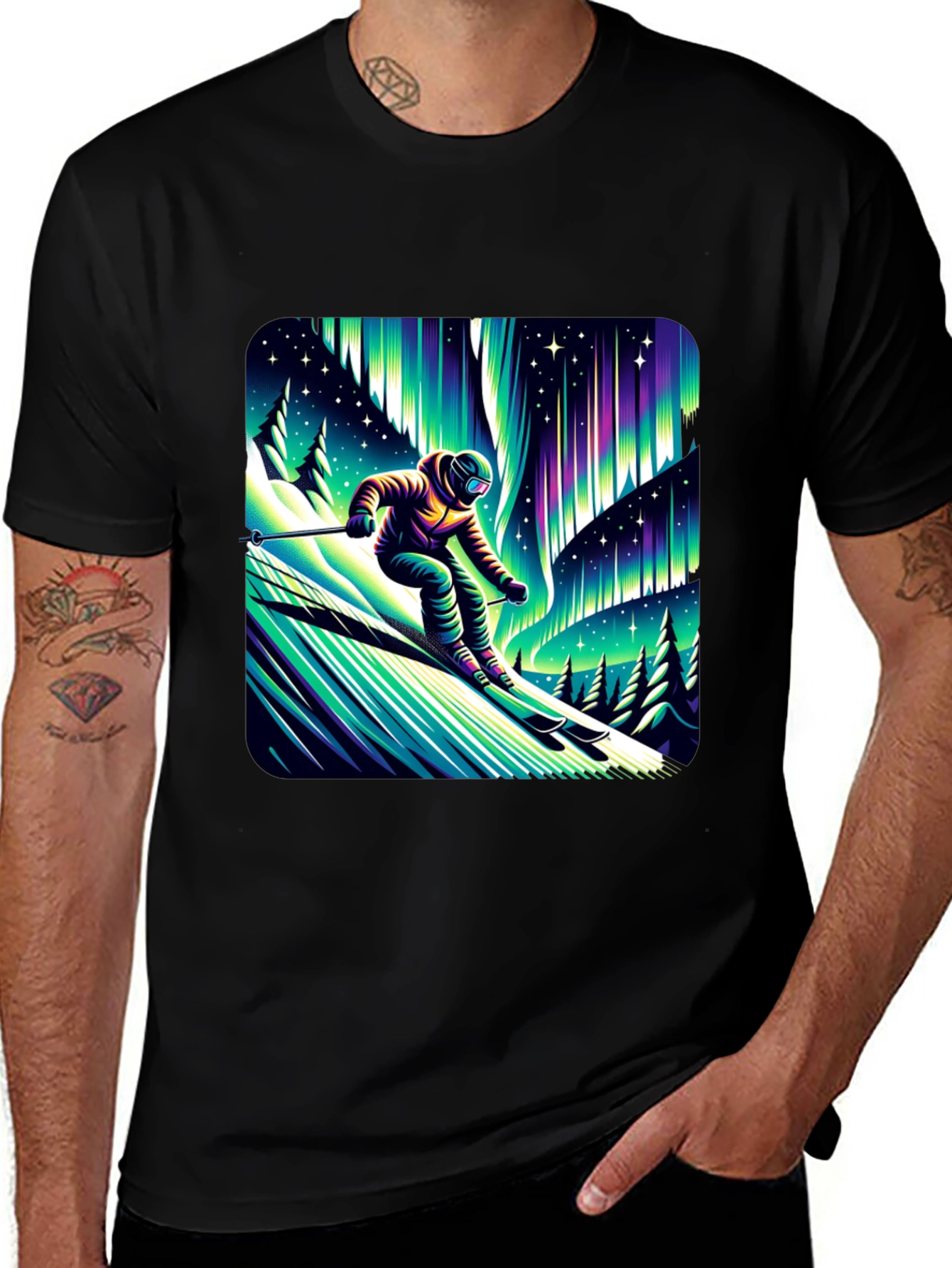 Aurora Skier Graphic Tee - Black