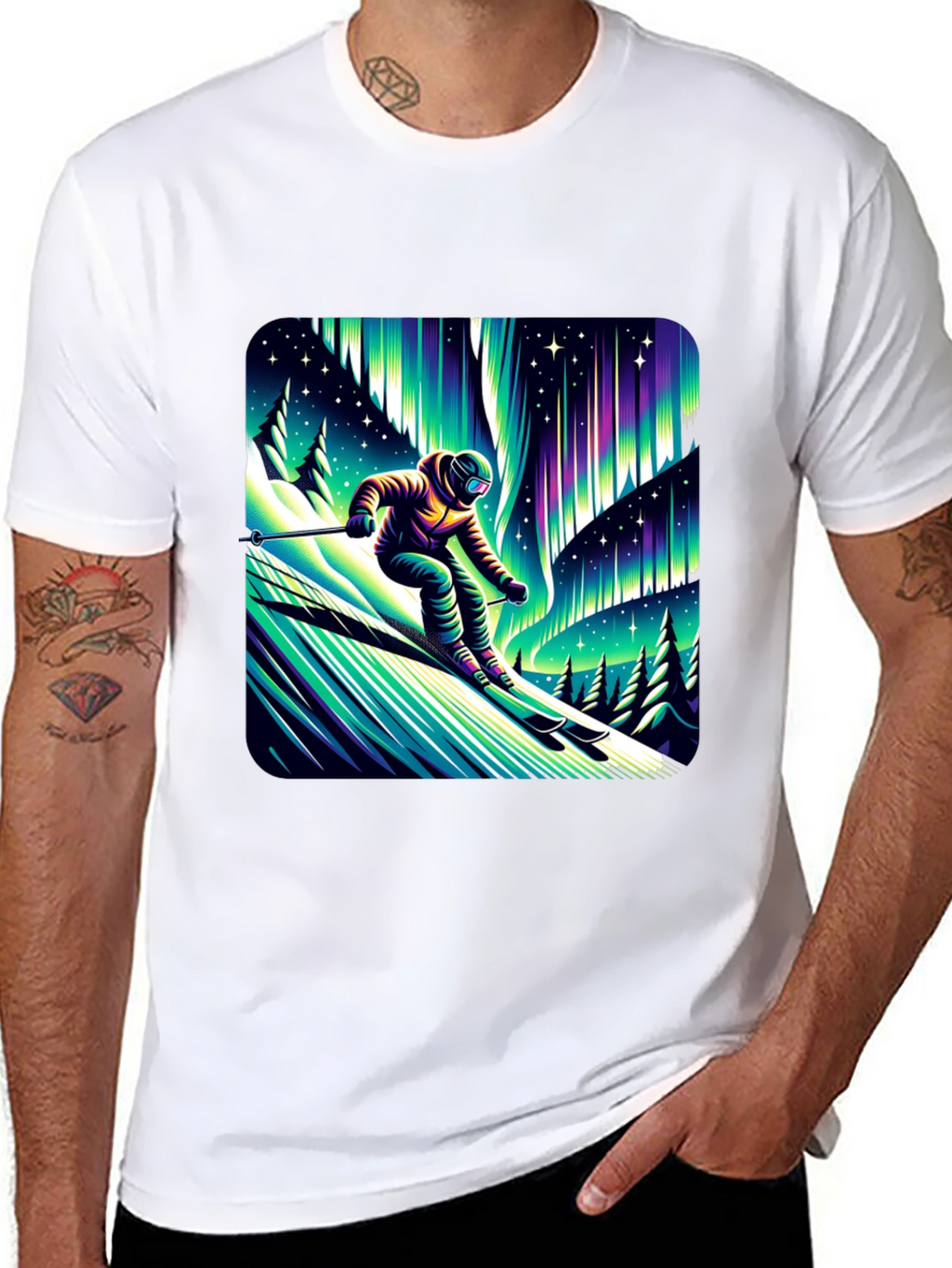 Aurora Skier Graphic Tee - Black