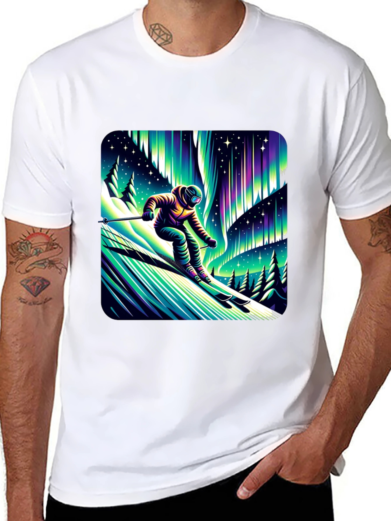 Aurora Skier Graphic Tee - Black