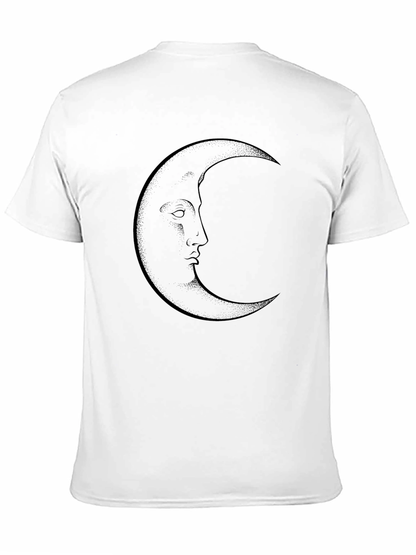 Crescent Moon Face Graphic Tee - Black Cotton T-Shirt