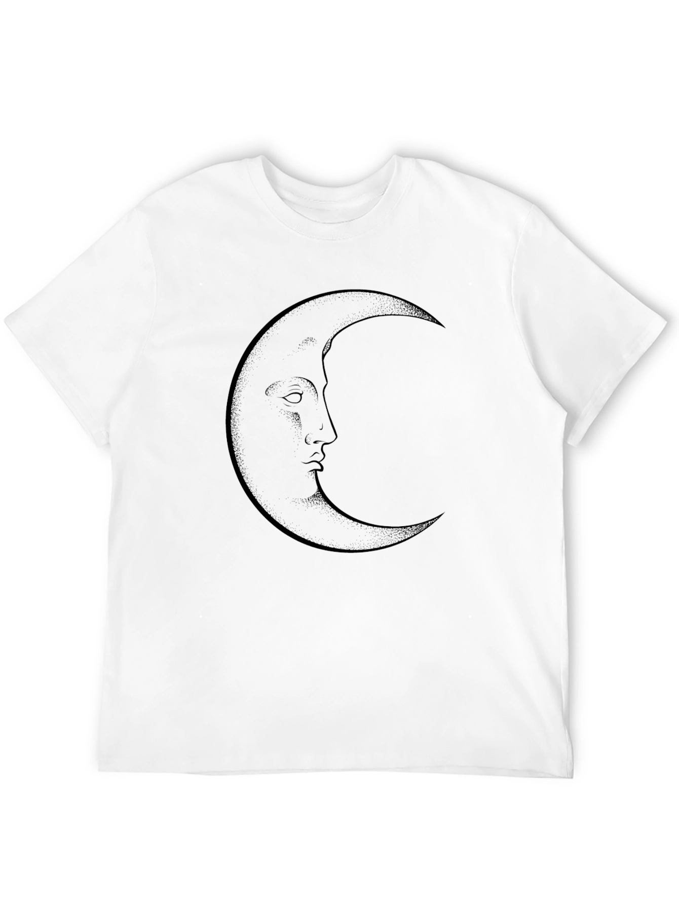 Crescent Moon Face Graphic Tee - Black Cotton T-Shirt