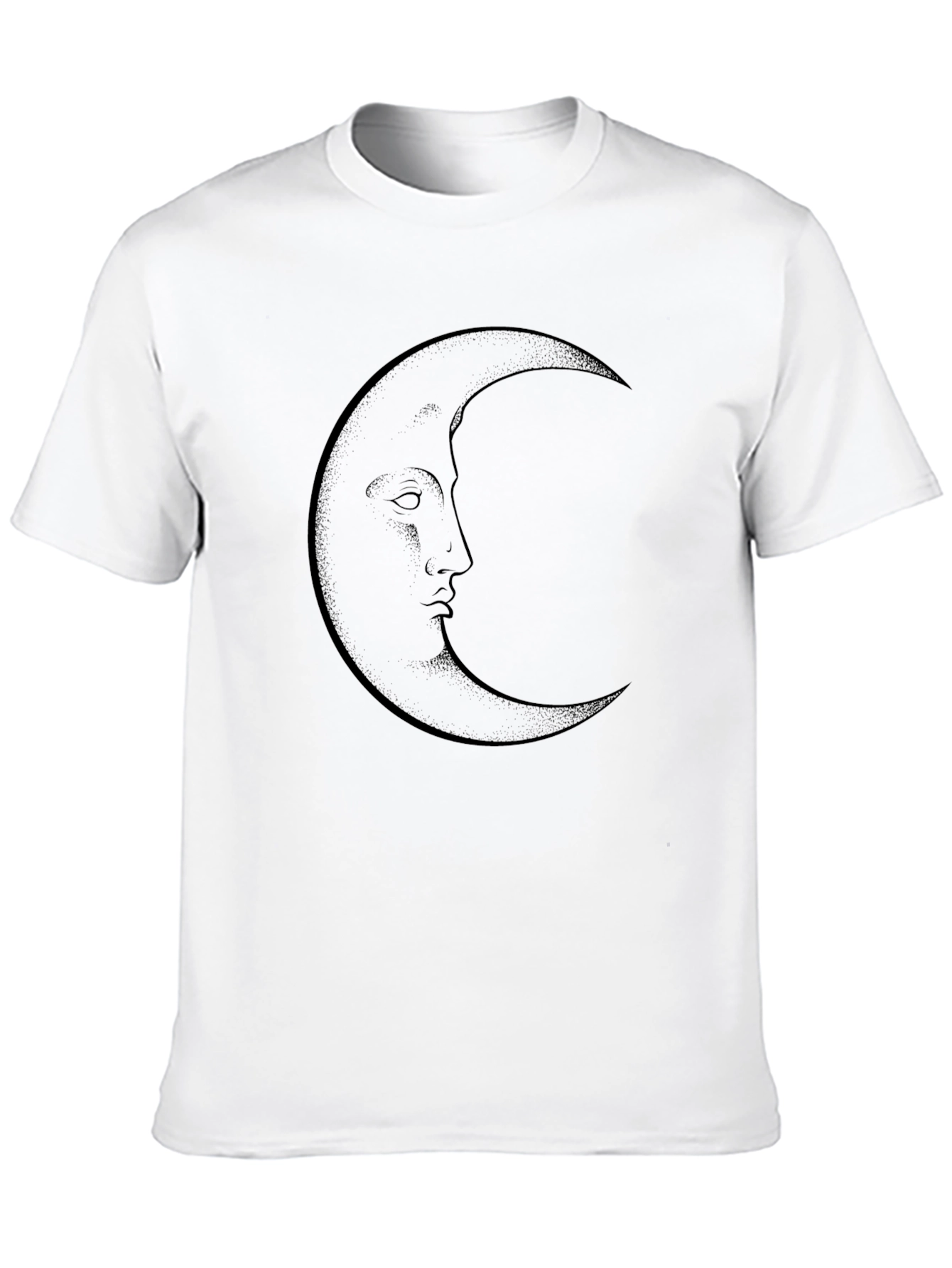 Crescent Moon Face Graphic Tee - Black Cotton T-Shirt