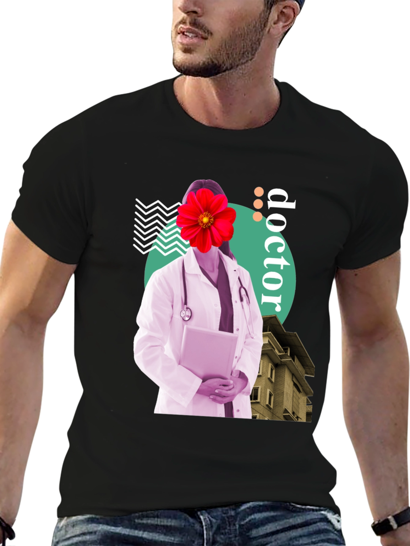 Doctor Flower Graphic Tee - Unique Medical Design