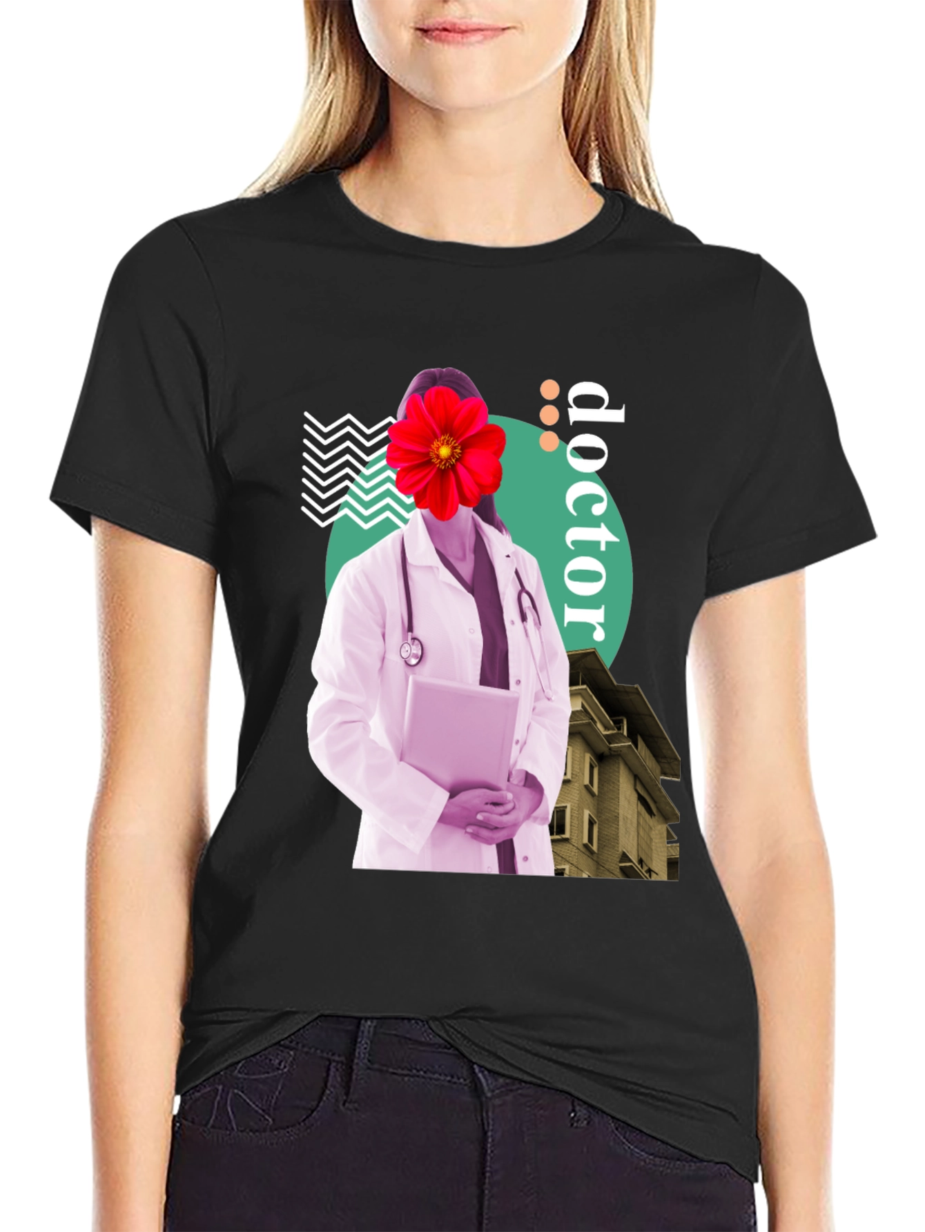 Doctor Flower Graphic Tee - Unique Medical Design