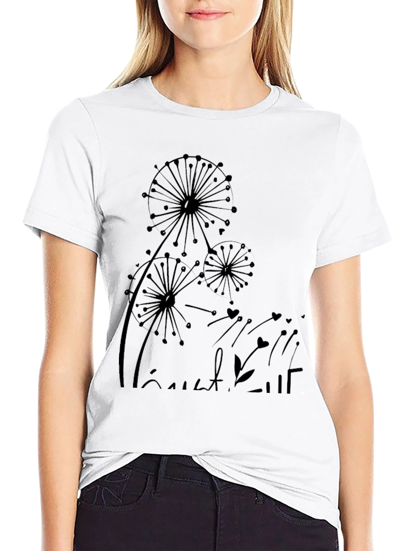 Dandelion Graphic Black T-Shirt