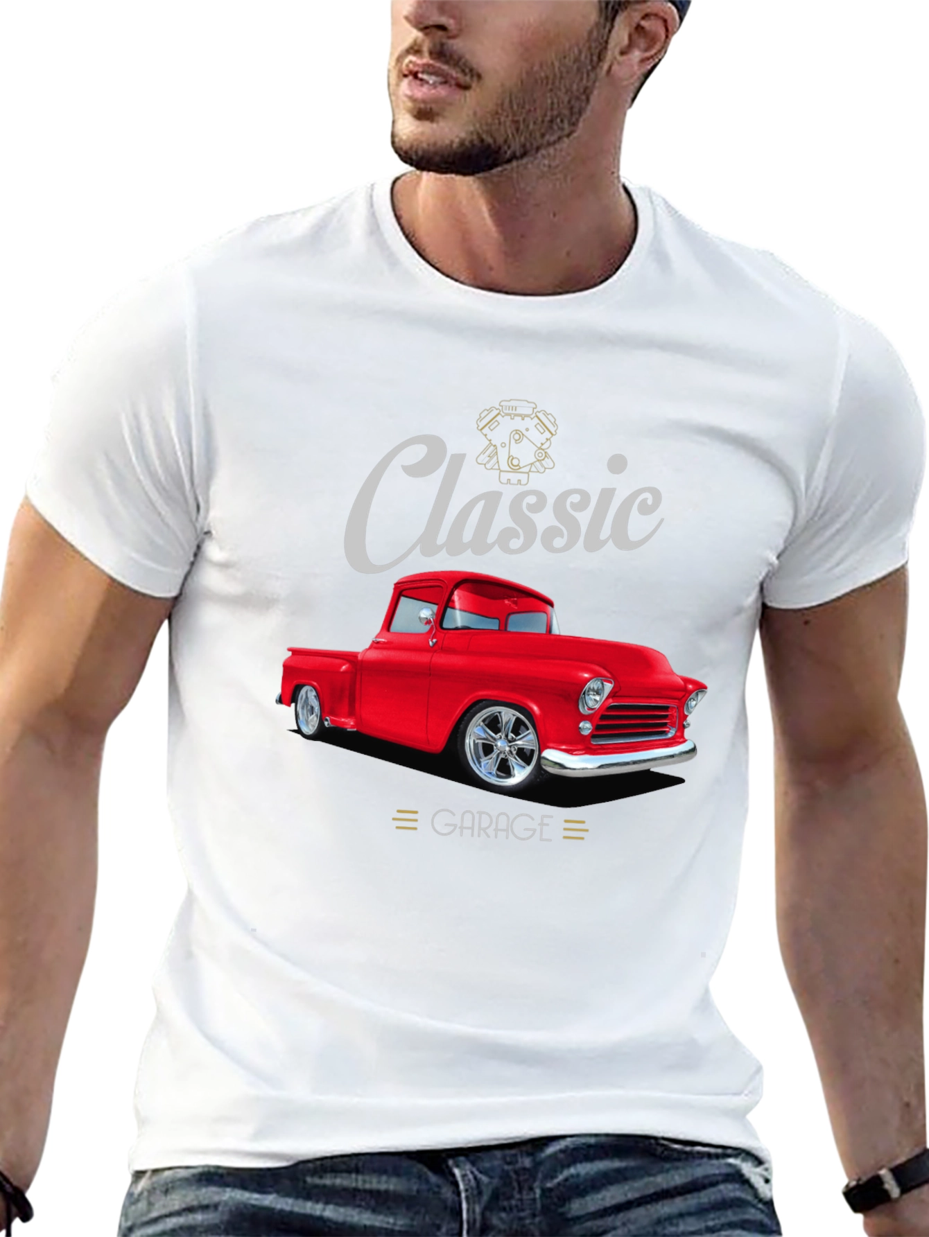 Classic Garage Red Truck T-Shirt