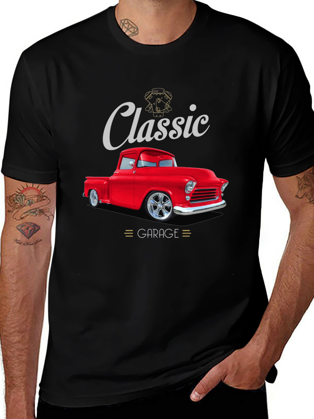 Classic Garage Red Truck T-Shirt