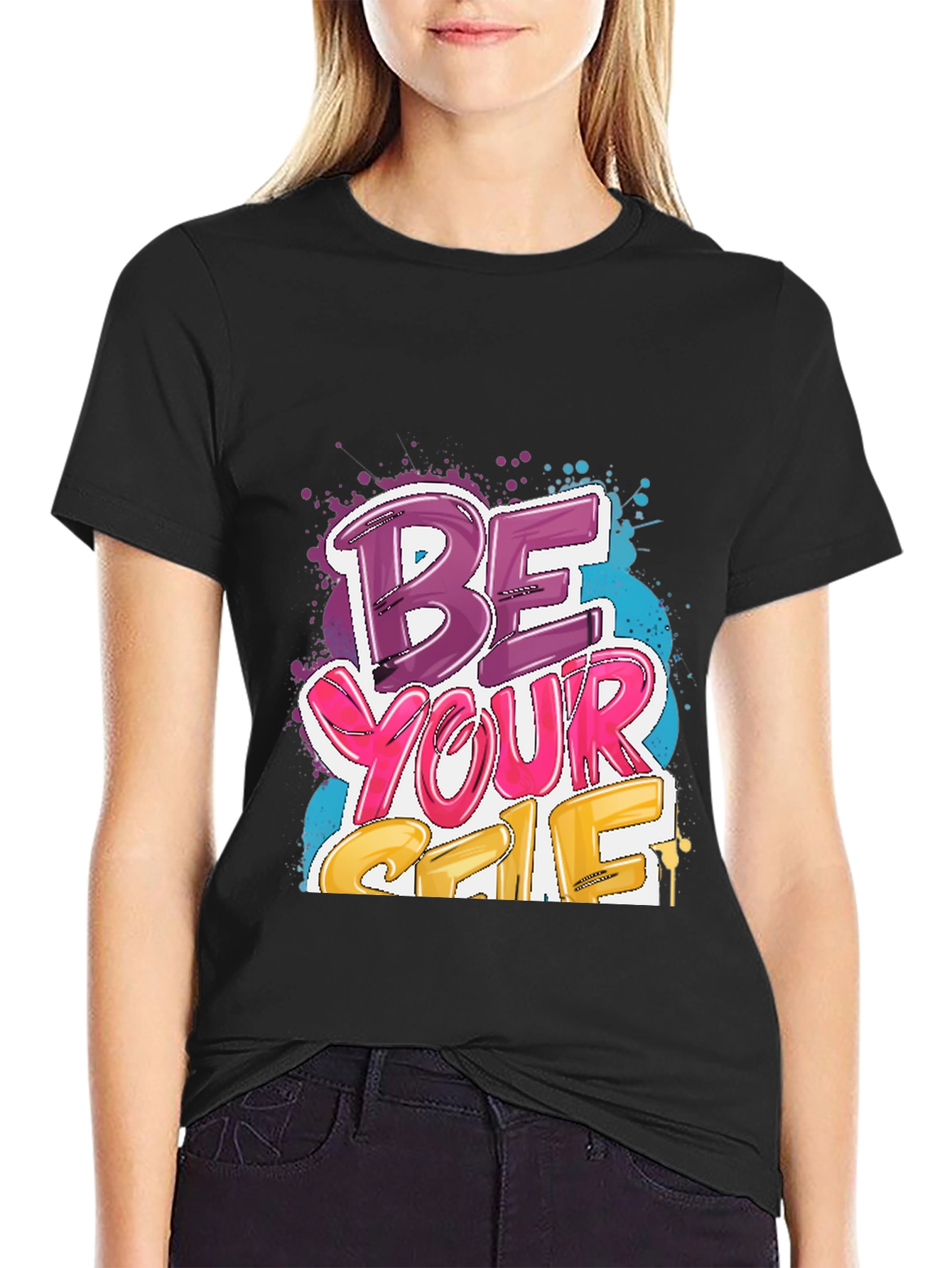 Be Yourself Graphic Tee - Stylish Black Cotton T-Shirt