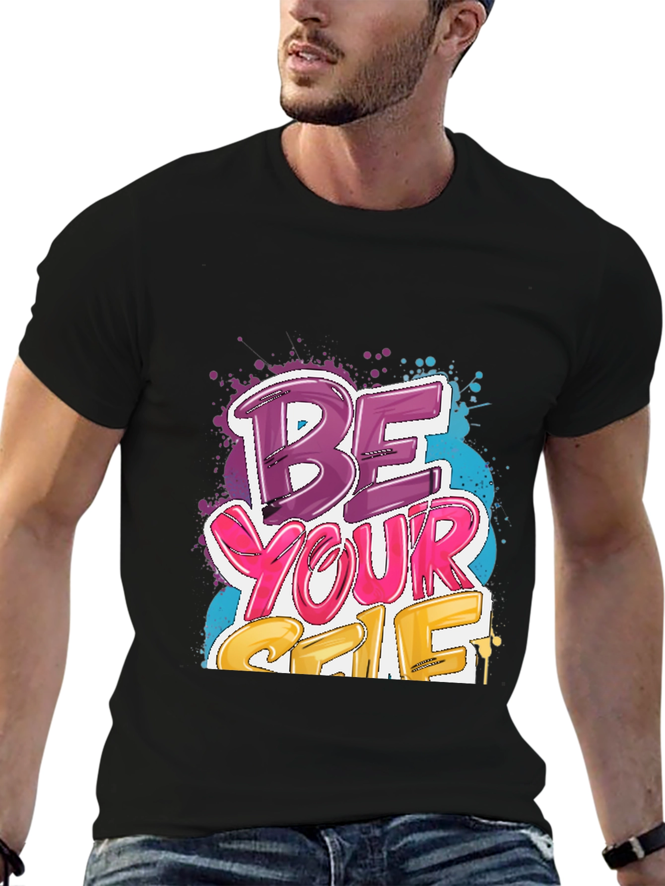 Be Yourself Graphic Tee - Stylish Black Cotton T-Shirt