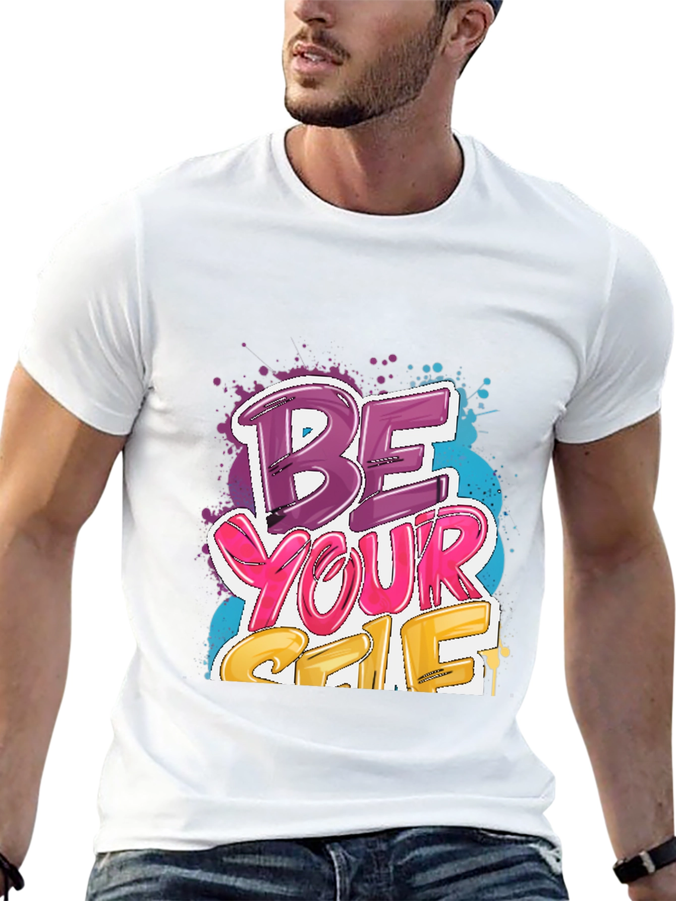 Be Yourself Graphic Tee - Stylish Black Cotton T-Shirt