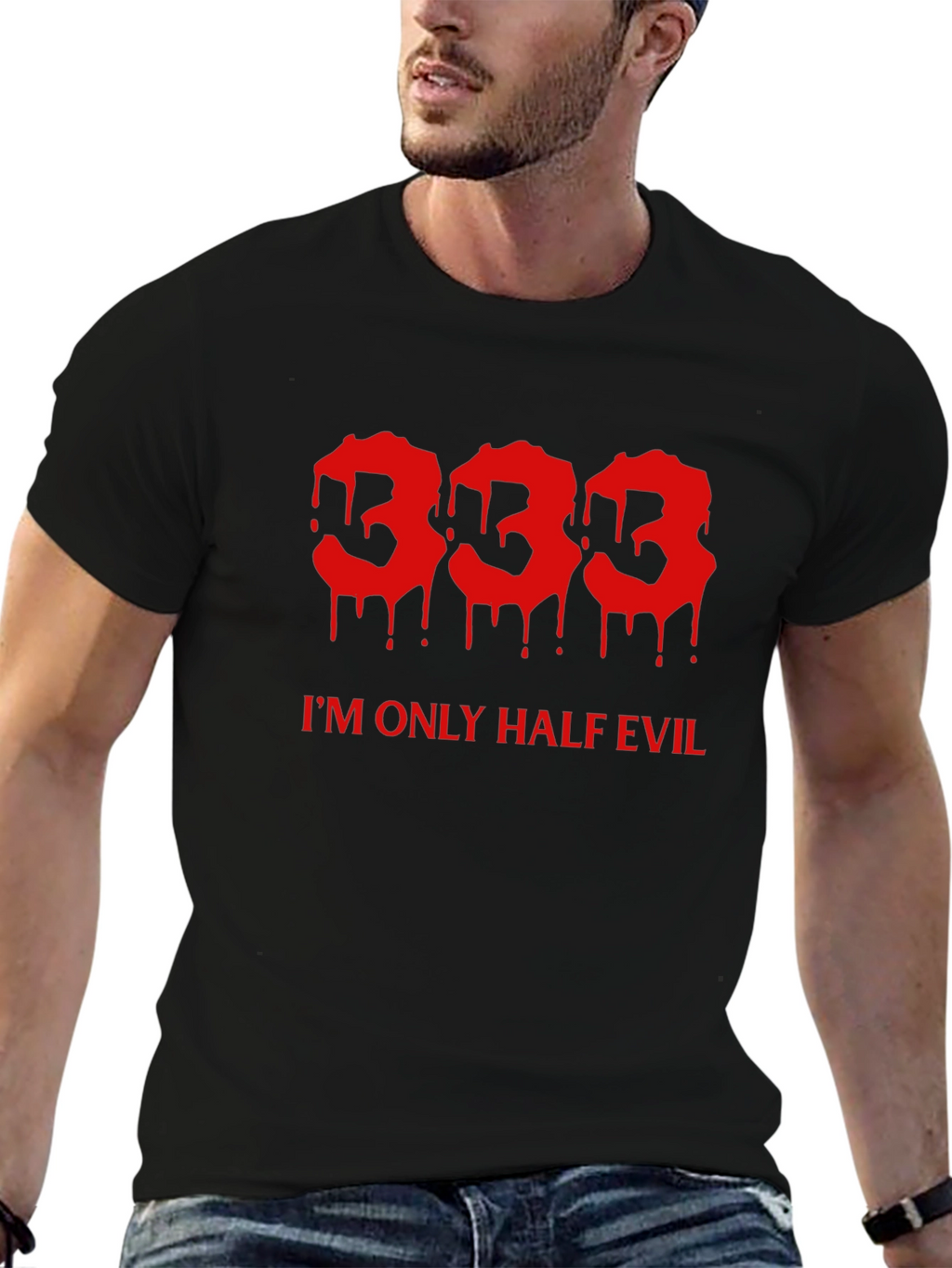 333 Half Evil Mens Black Tee