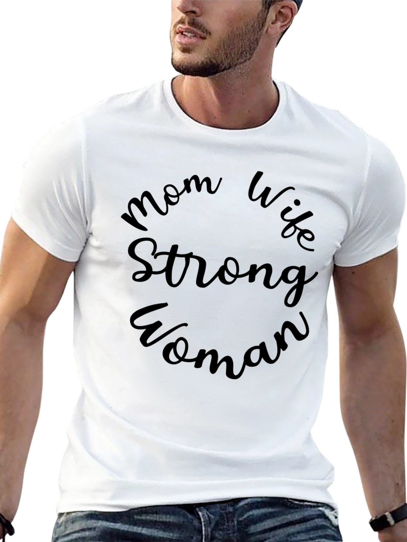 Mom Wife Strong Woman Black Graphic Tee