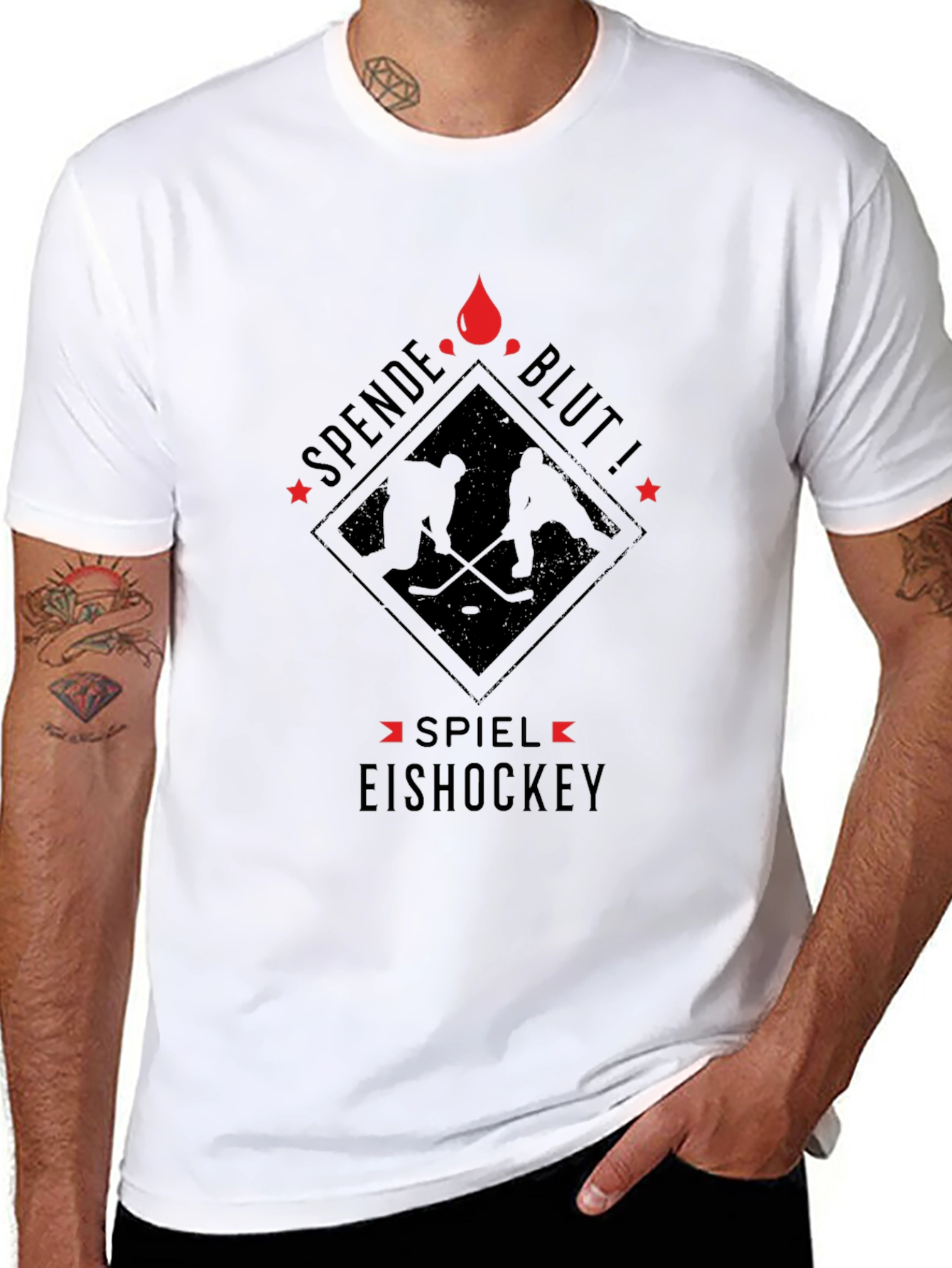 Donate Blood Play Ice Hockey Black T-Shirt
