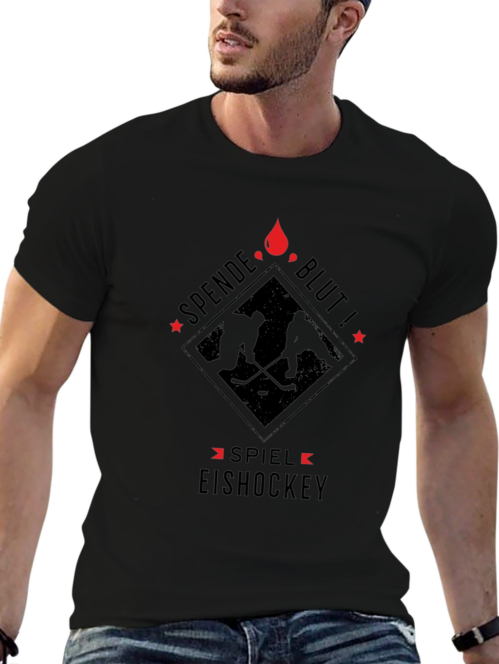 Donate Blood Play Ice Hockey Black T-Shirt