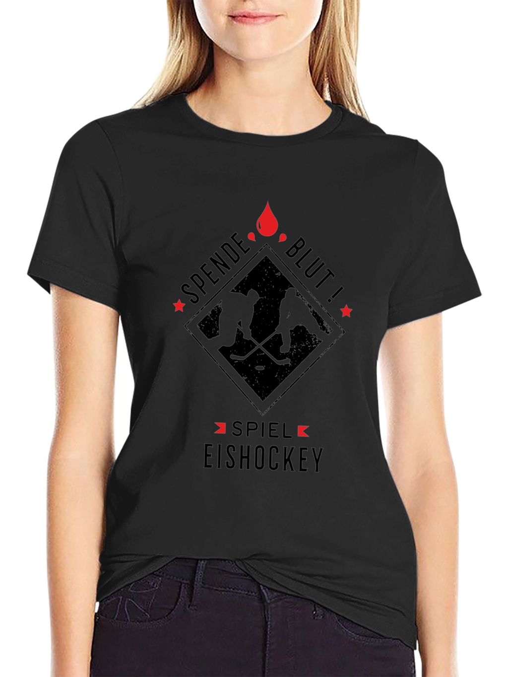 Donate Blood Play Ice Hockey Black T-Shirt