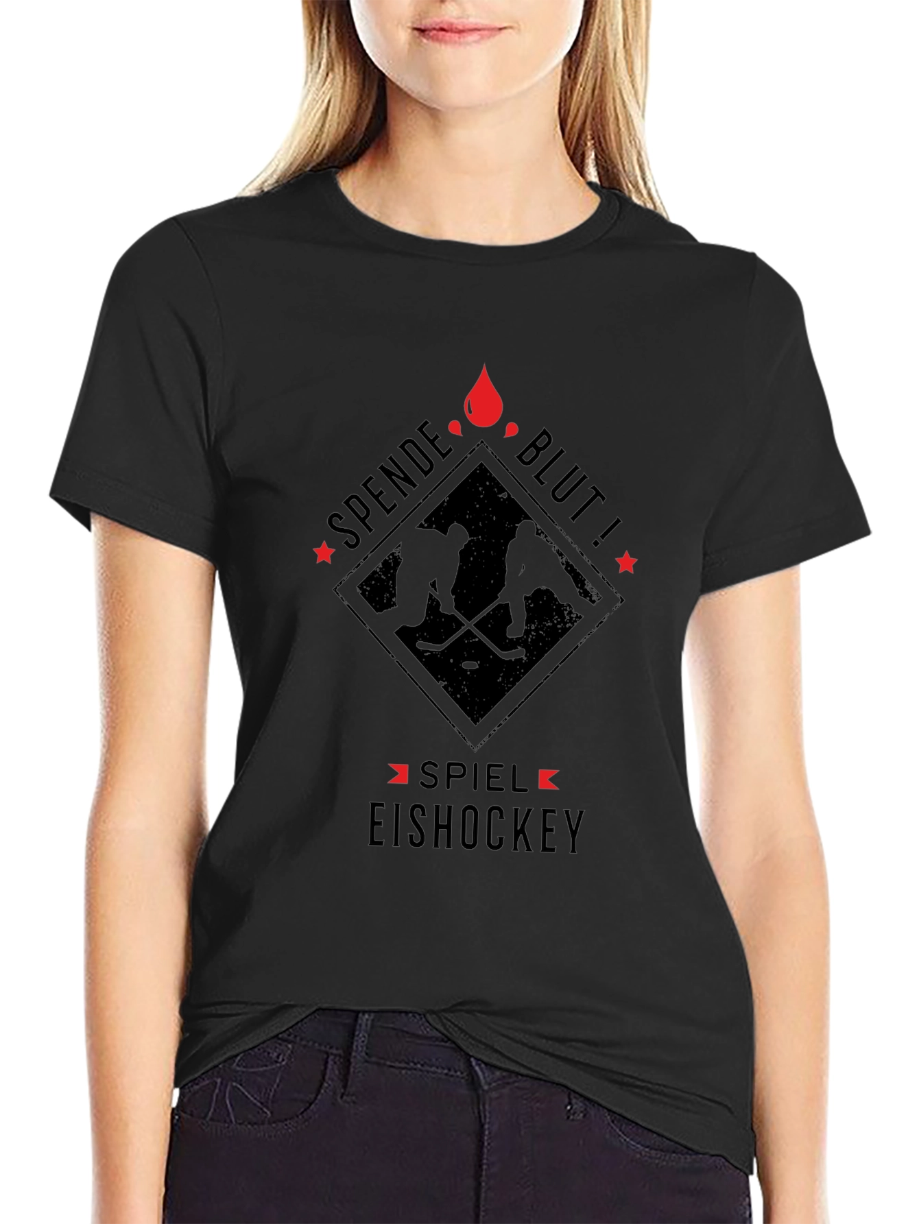 Donate Blood Play Ice Hockey Black T-Shirt