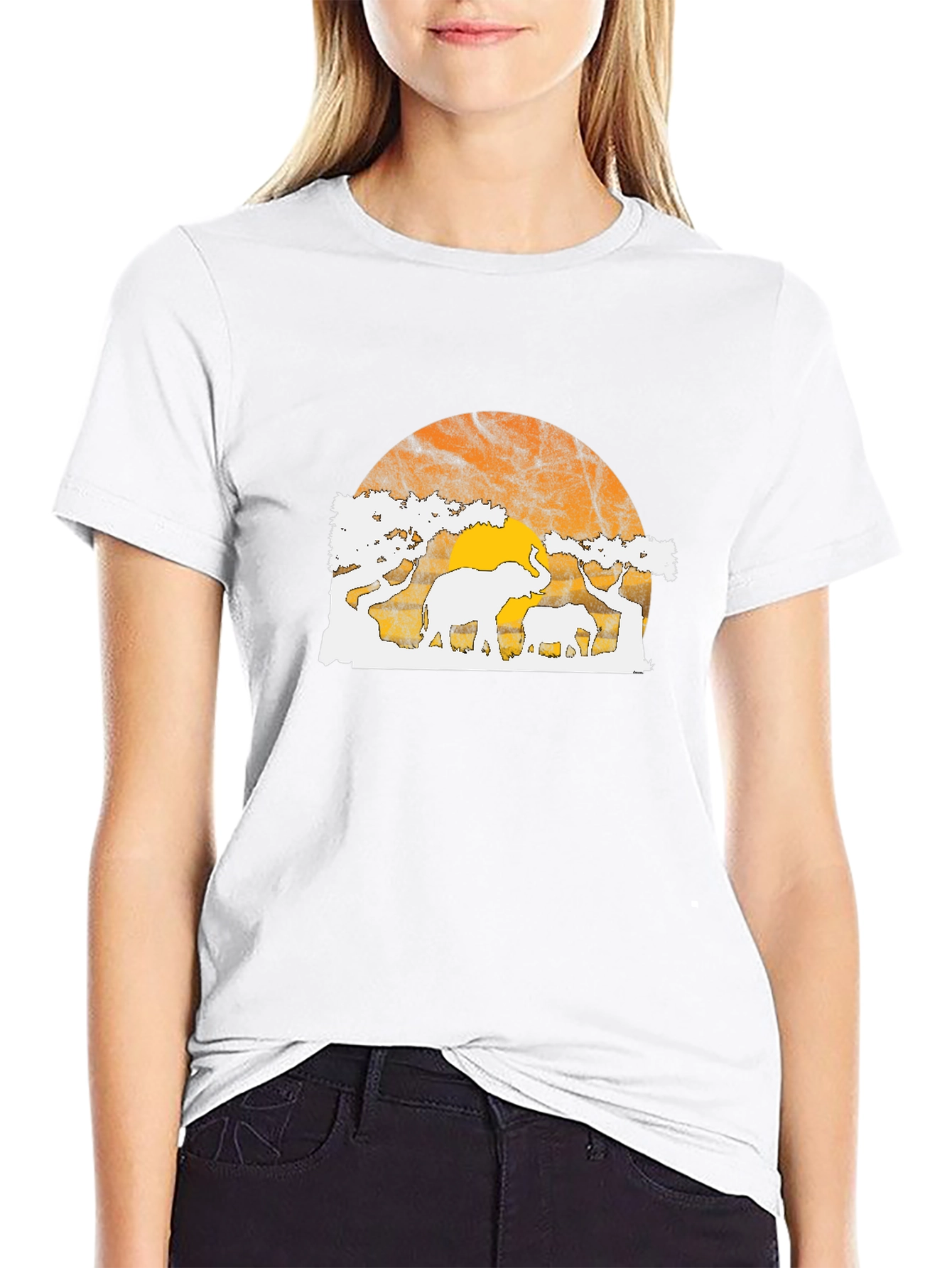Elephant Sunset Graphic Tee - Black T-Shirt
