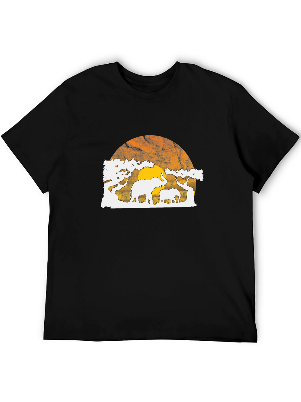 Elephant Sunset Graphic Tee - Black T-Shirt