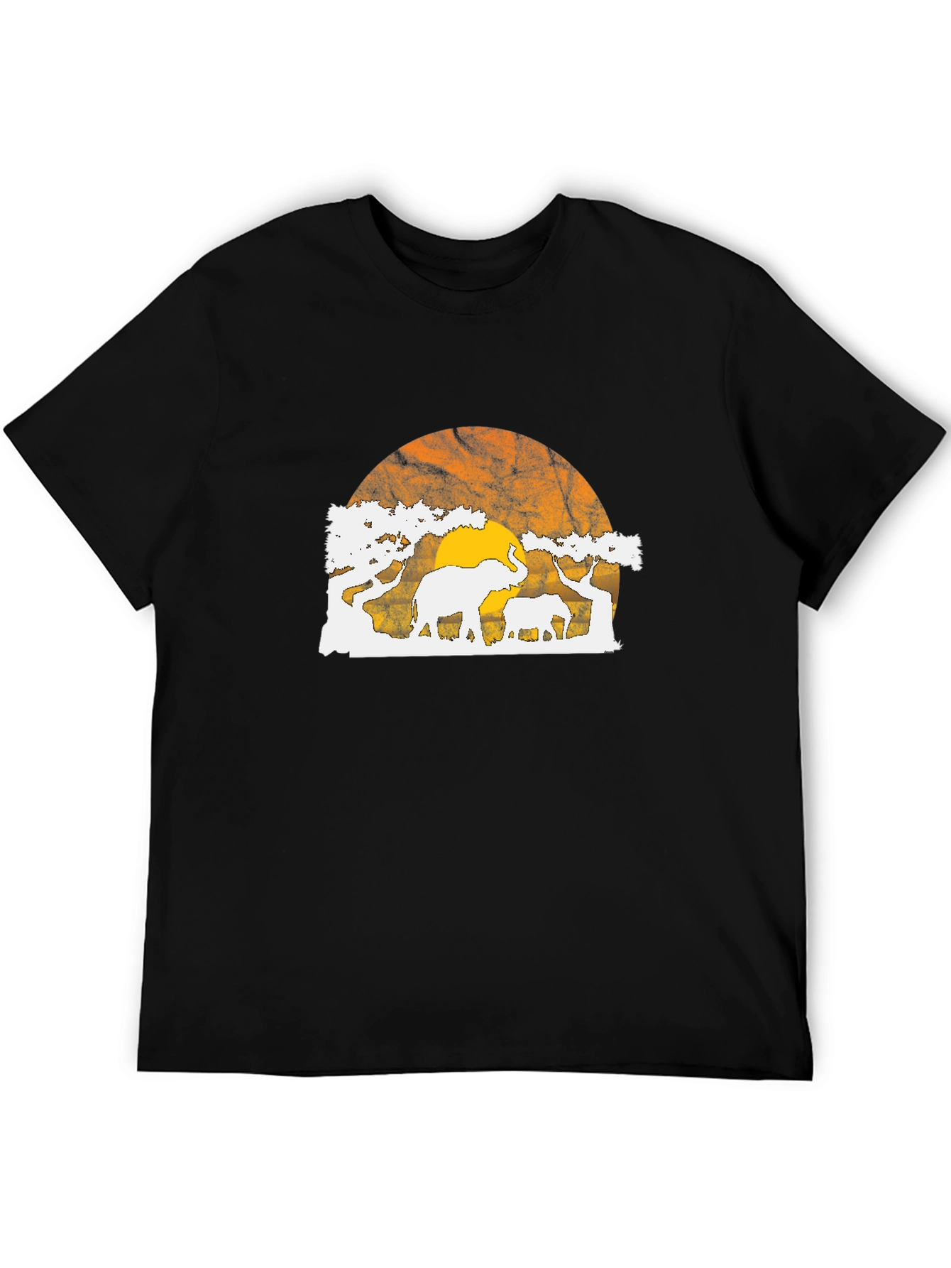 Elephant Sunset Graphic Tee - Black T-Shirt