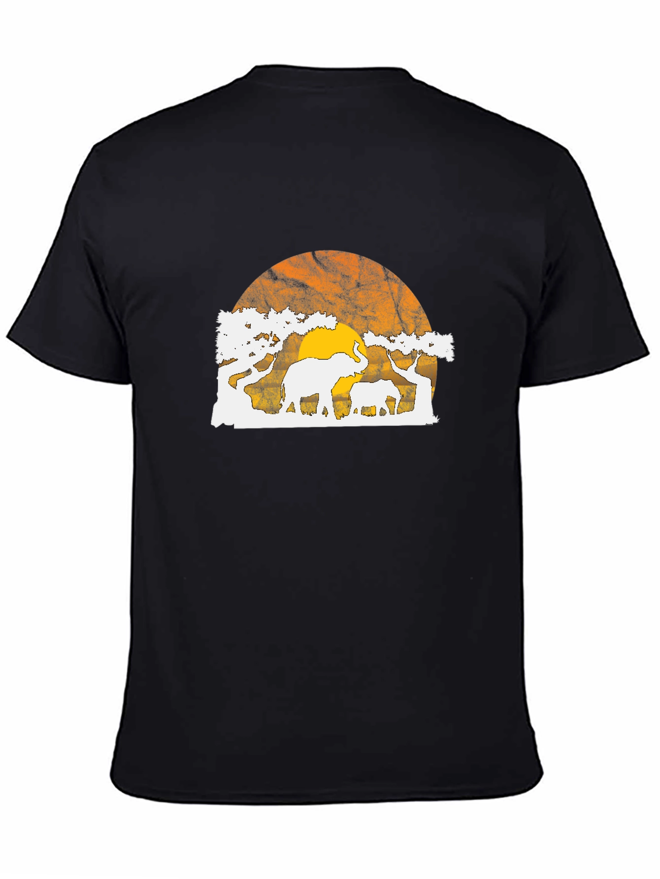 Elephant Sunset Graphic Tee - Black T-Shirt